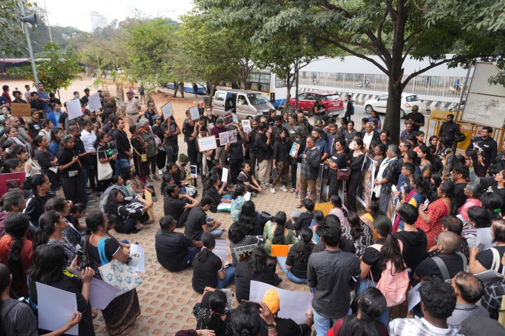 Protest against SC order on dogs at Freedom Park