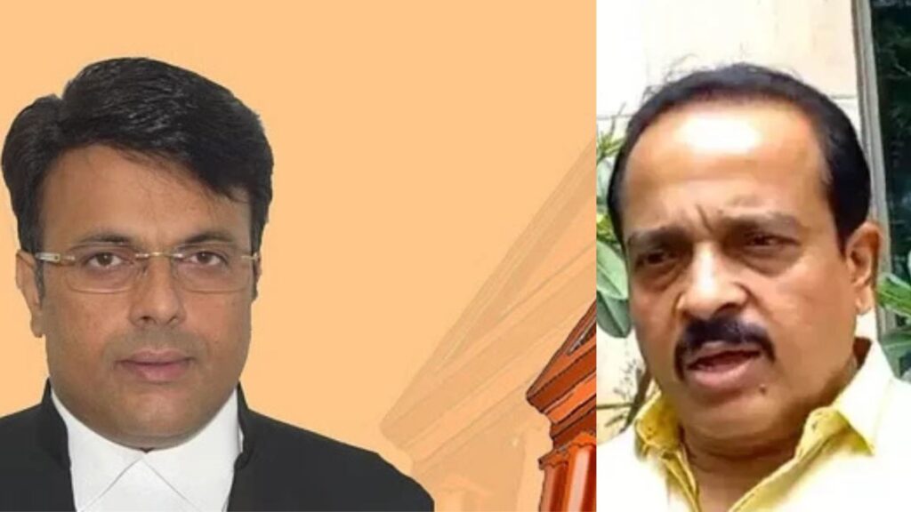 Justice M Nagaprasanna (left), MLA Ashok Rai (right)