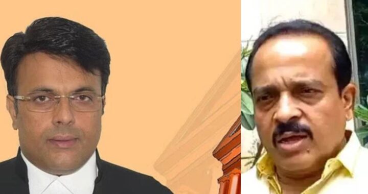Justice M Nagaprasanna (left), MLA Ashok Rai (right)