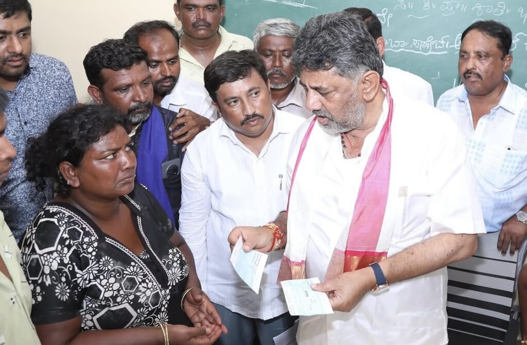 D K Shivakumar, mother of rape victim